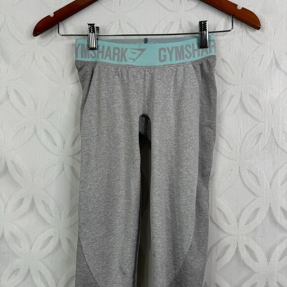 Gymshark Flex Cropped Leggings in Light Gray Marl/Pale Turquoise Size S - Picture 5 of 6